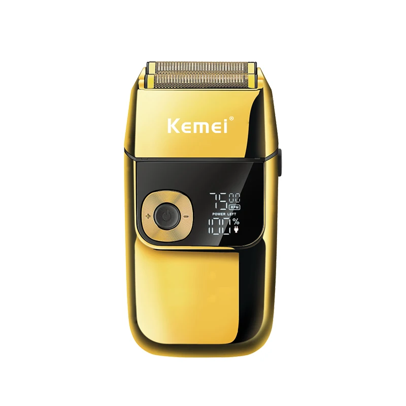  KEMEI KM-2028 Мужская электрическая металлическая бритва светодиодный дисплей регулируемая скорость USB триммер для волос бритья и