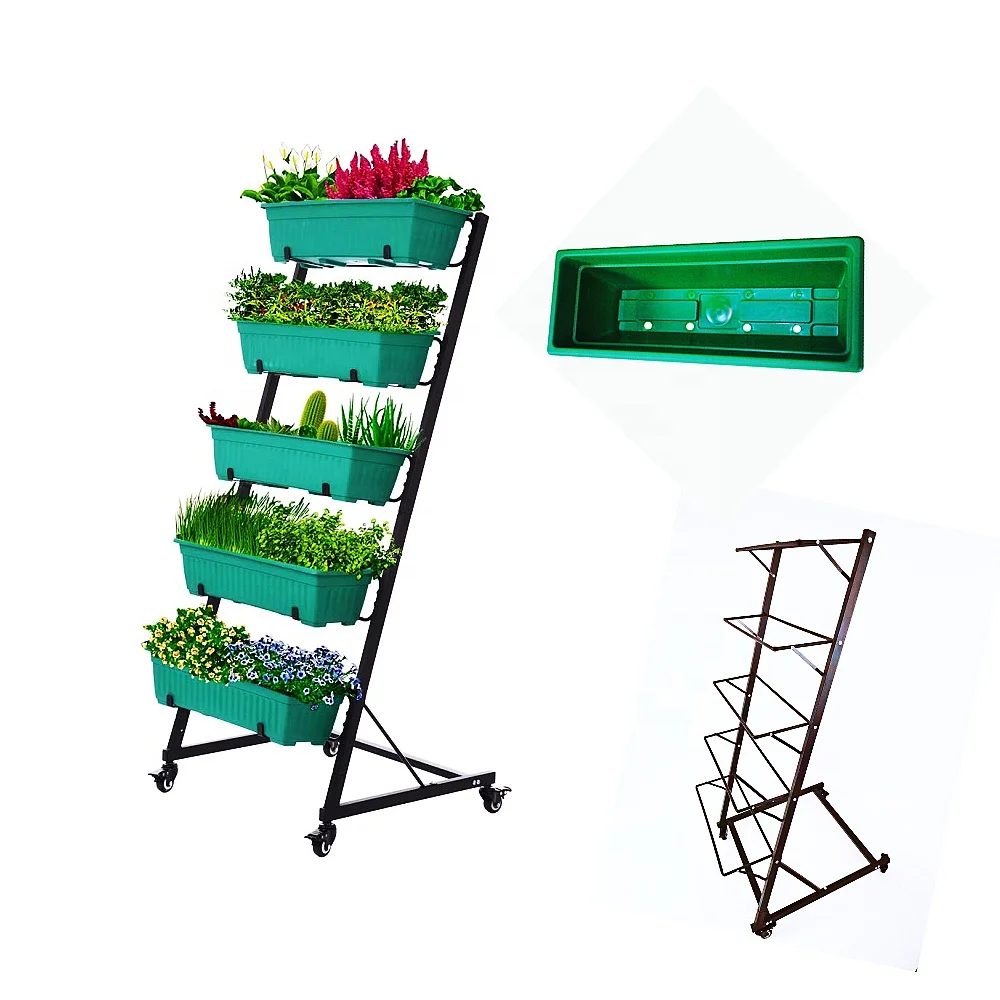 Vertical Herb Garden Planter 5 Tiers Vertical Raised Garden Bed Metal Elevated for Outdoor  Grow Vegetables Patio Deck