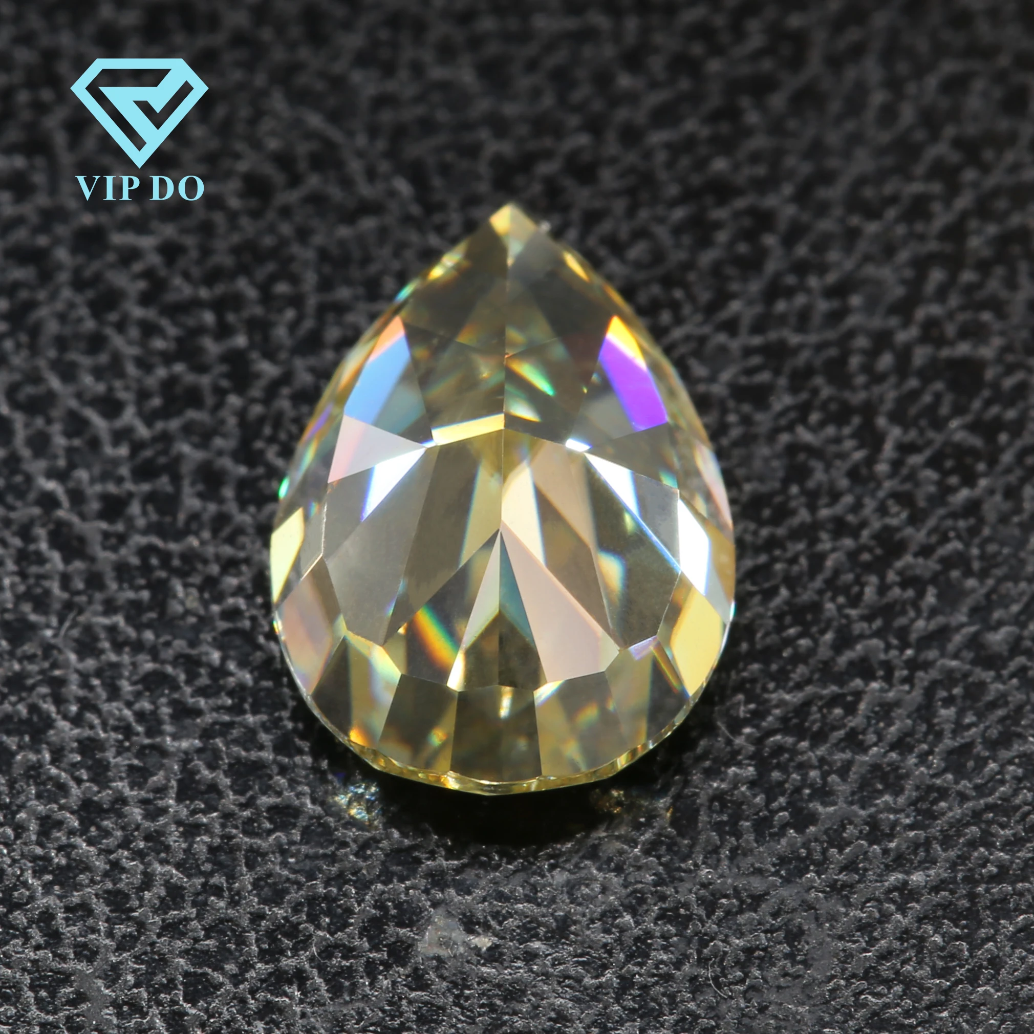 Pear cut fancy vivid yellow moissanite loose gemstones pear shape ice crushed cut original dark yellow moissanite diamonds
