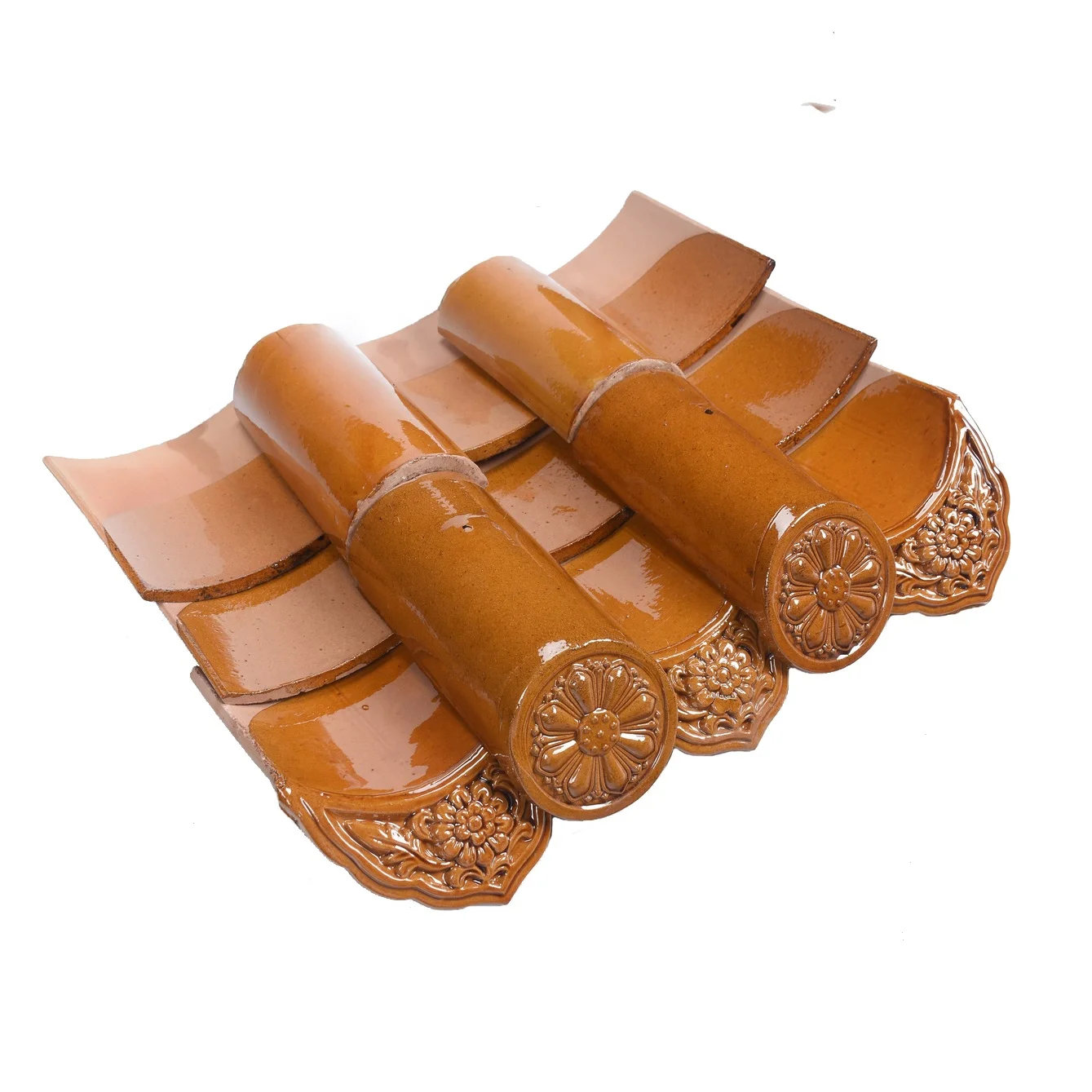 30 Years of Chinese Mosque Temple Project Ceramic Orange Yellow Roof Tile Supplier Glazed Tiles For Sale