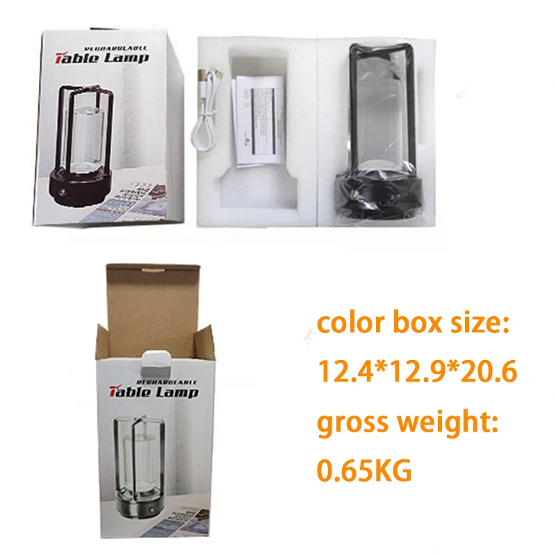 luxury led crystal lantern lightings metallic night light farmhouse decor touch dimmable rechargeable cordless table lamps light