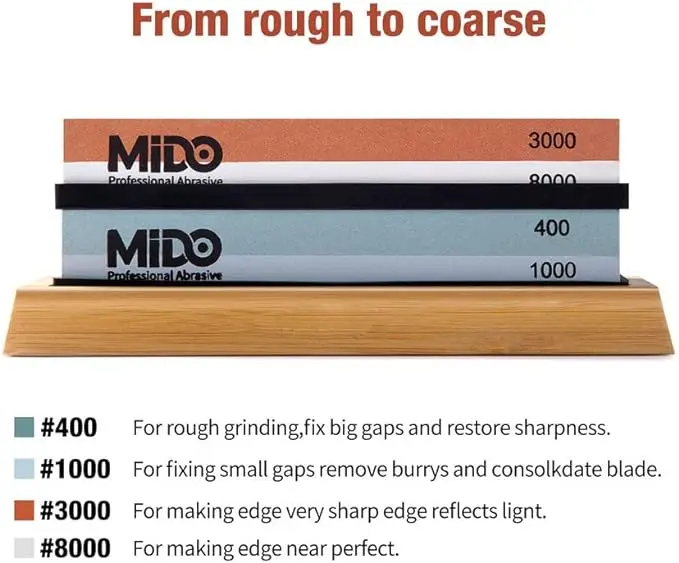 Professional 4-Sided Abrasive Knife Sharpening Stone Set 400/1000 3000/8000 Whetstone Sharpener with High Grit Sharpening Tools