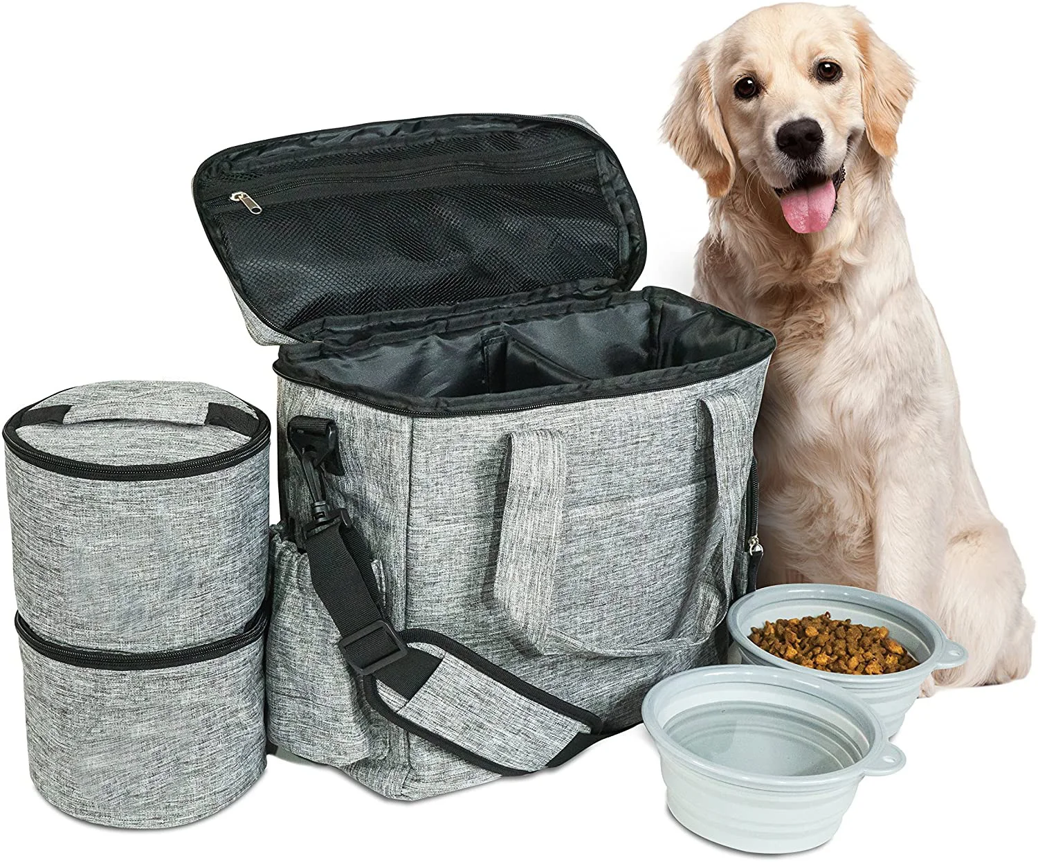 Дорожная сумка для собак и кошек, Термосумка с отделениями для чаши и поилки, складной Дорожный комплект