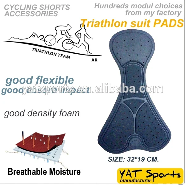 men Cycling tri suit pads needle punch holes High density impact absorb large dimension chamois Triathlon shorts pads