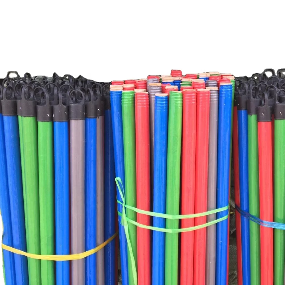 China PVC Coated Wood Broom Handle Cleaning Eucalyptus Wooden House Mop Sticks