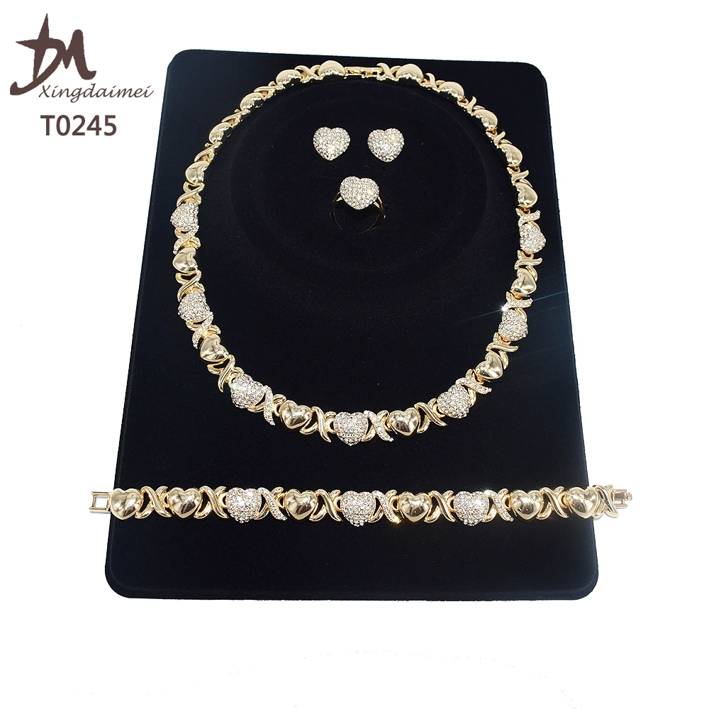  T0245 оптом для женщин с рисунком «XOXO бриллиант 18K позолоченный комплект ювелирных