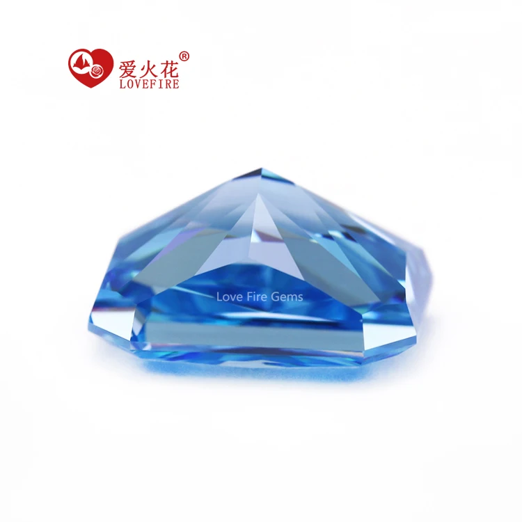 Ready stock 5A+ fancy cut Aqua blue color loose zircon stone price 4K crushed ice cut cubic zirconia synthetic cz