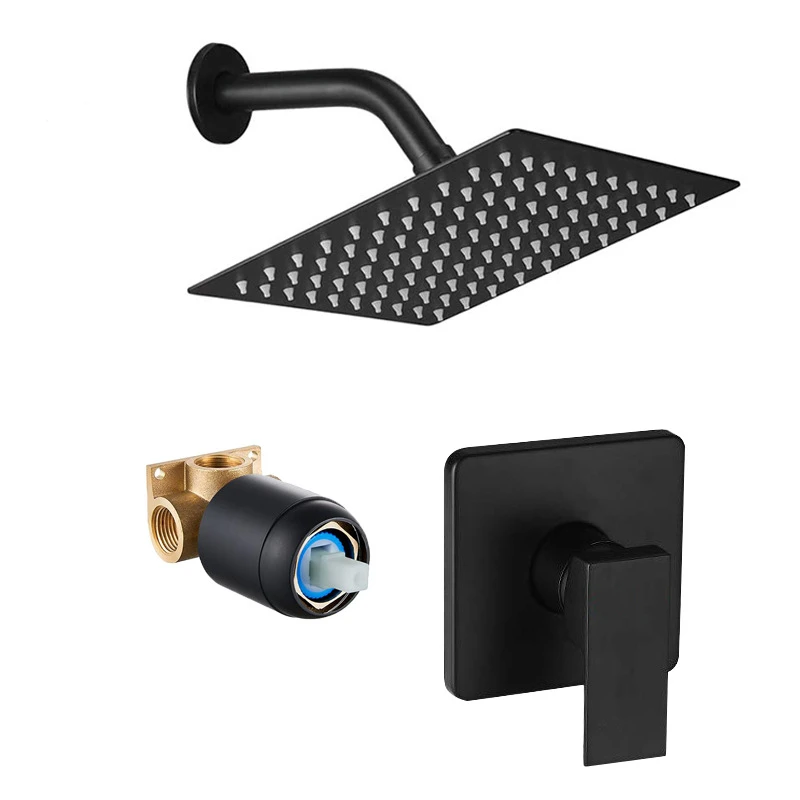 Wall Mounted High Pressure Bathroom Rainfall Shower Faucet Fixture Combo Set