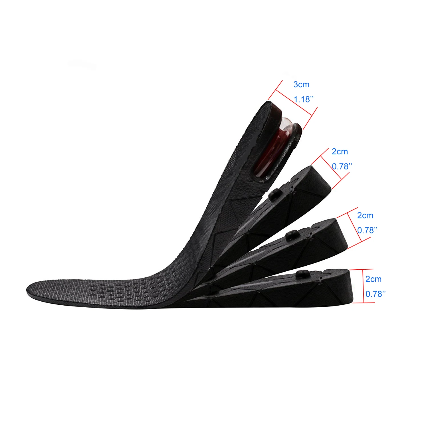 4 Layers 9CM Adjustable Height Increase Insole Air cushion Invisible Shoe Lifts shock absorption heel Elevator for Shoes Unisex