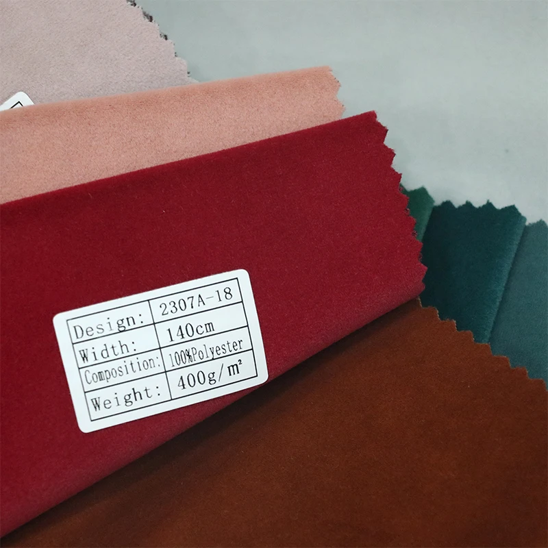 2307A Luxury Super Soft Solid Color Multicolor Velour 540gsm with Backing Polyester Sofa Bed Velvet Fabric