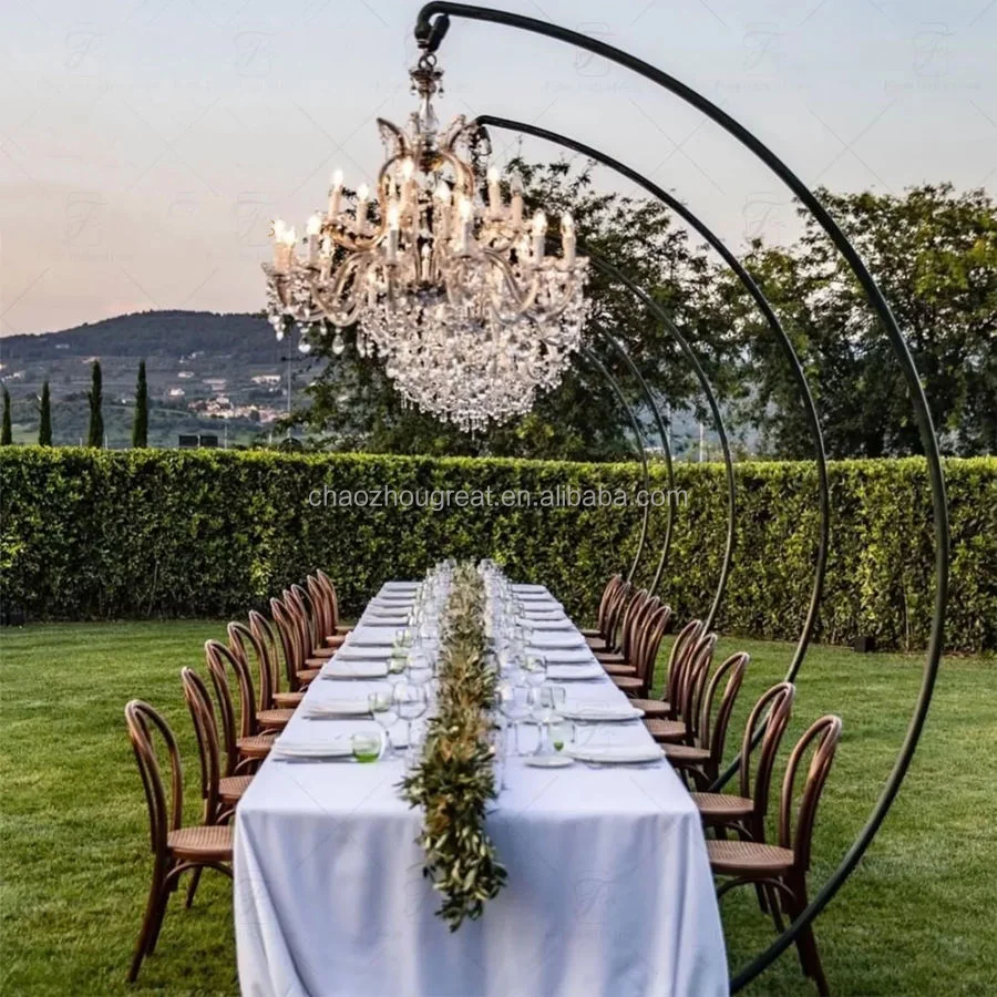 2.4m/3m Wedding Arch Metal Chandelier Hanger Half Circle Wedding Backdrop Display Stand Arch Frame Arch Wedding Stage Decoration