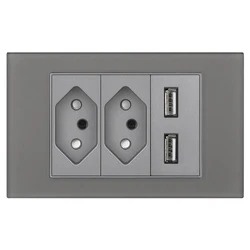 Brazilian standard glass USB wall socket, electrical socket panel, model 118 6 pin wall plug socket