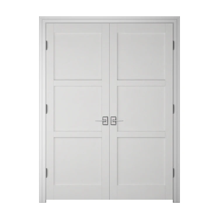 Top Rated Popular 3 panel double prehung modern wood Primed Solid core swing Shaker Door