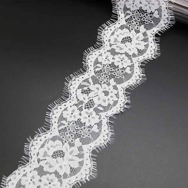 (3 Meters/lot) 8cm White Lace Fabric Sewing Garment Ribbon Wedding Dress Fabric Decoration  Wholesale