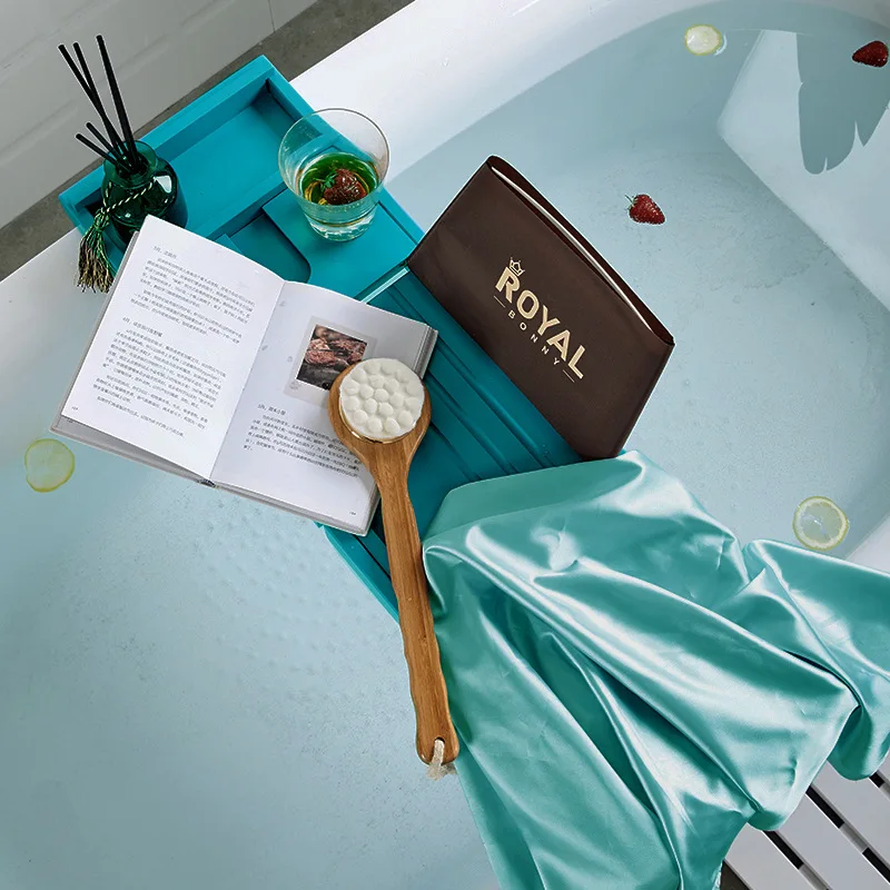 
Bamboo bathtub caddy tray with deeper phone holder 