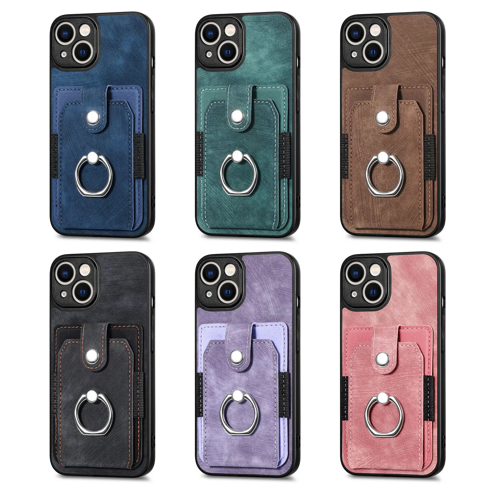Ready to Ship Wholesale Phone 14 Pro Max Cover Leather Mobile Phone Cases Buckle Ring Mobile Phone Leather Case