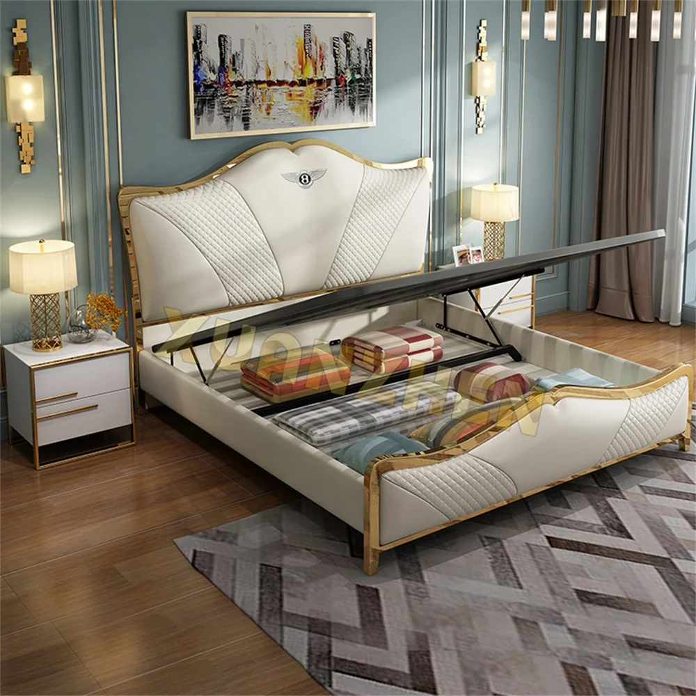 Bedroom furniture gold stainless steel modern luxury bed base metal frame base double metal bed frame metal beds
