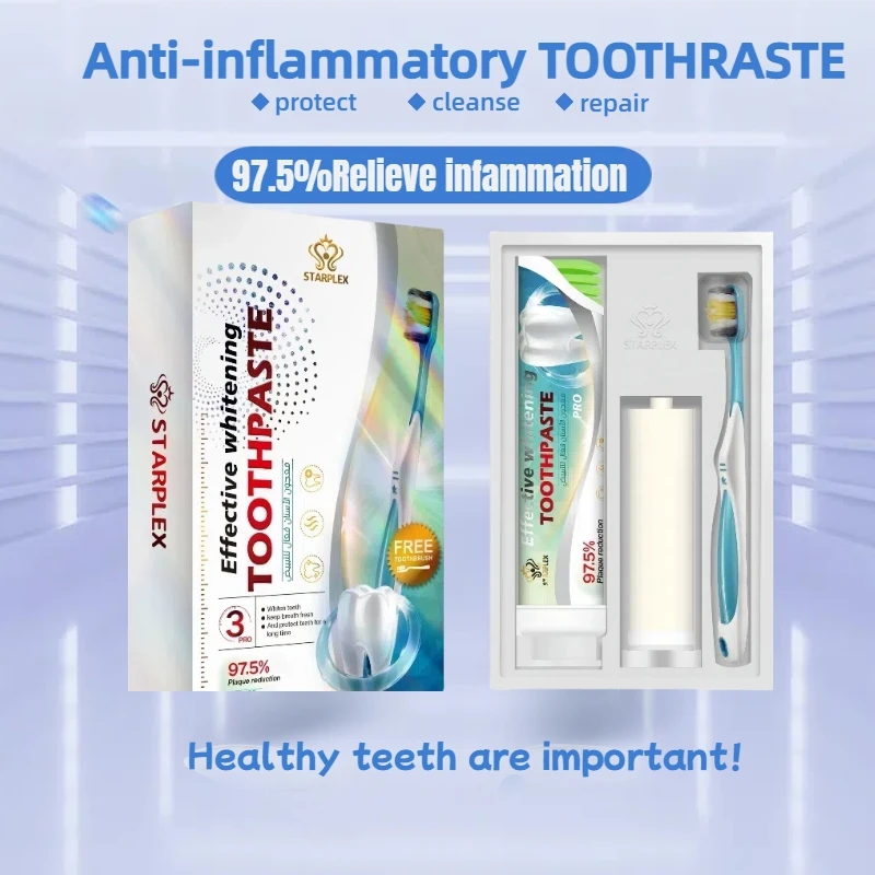 Starplex Effective Whitening Toothpaste Set (100g*2) Free Toothbrush*1 for  Cavity Prevention Sensitive Teeth Care