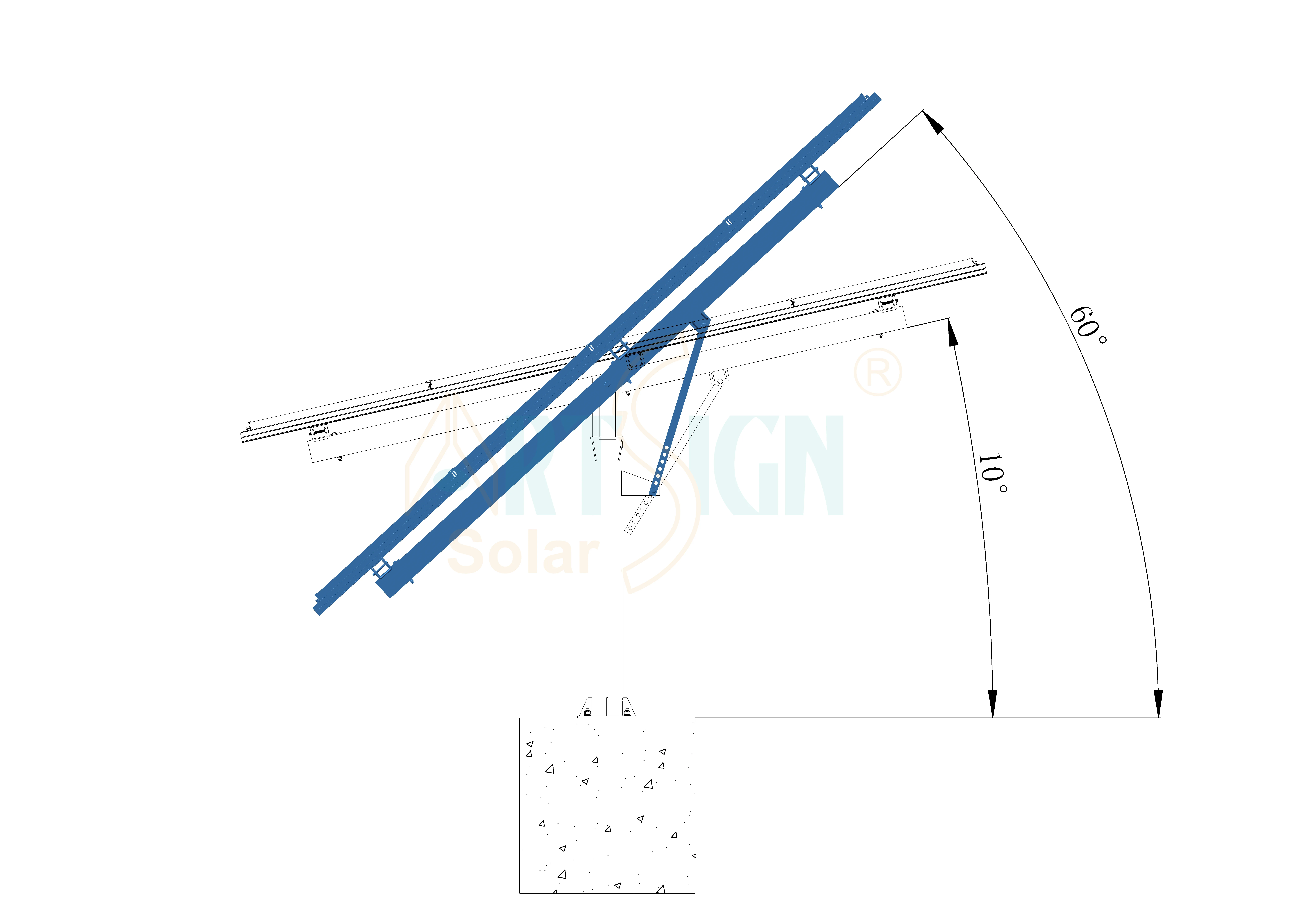 grid rack Ground pipe brackets mount structure solar panel mounting single pole plates galvanized mounting brackets