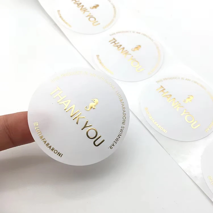 Custom Logo Self-Adhesive Gold Foil Labels Waterproof PVC & Vinyl Sticker Roll for Jewelry & Crafts for Cosmetic Packaging