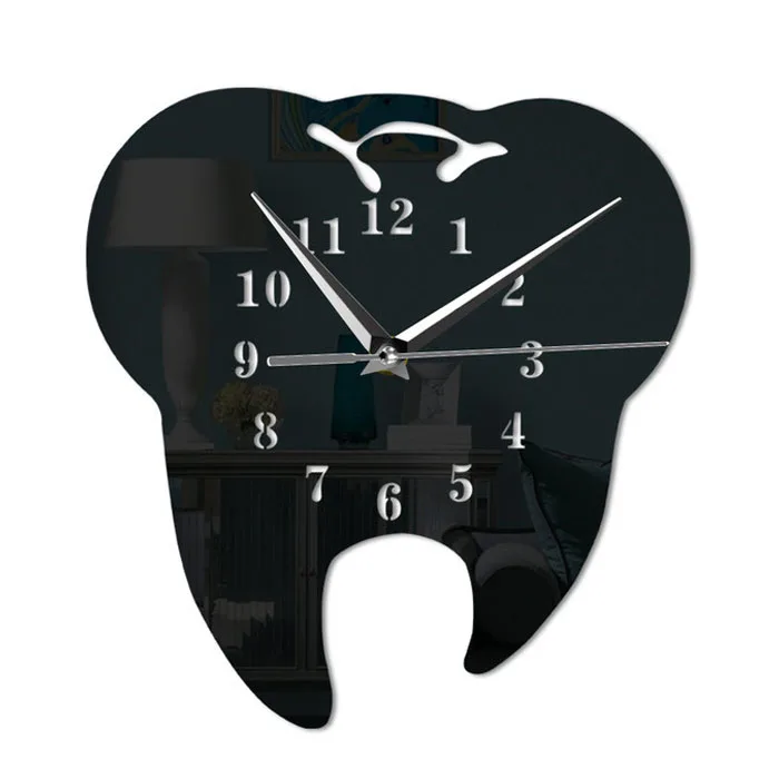 Часы с зубьями, 3D акриловые настенные часы, бесшумный декор, настенные акриловые часы с зеркальными наклейками на заказ
