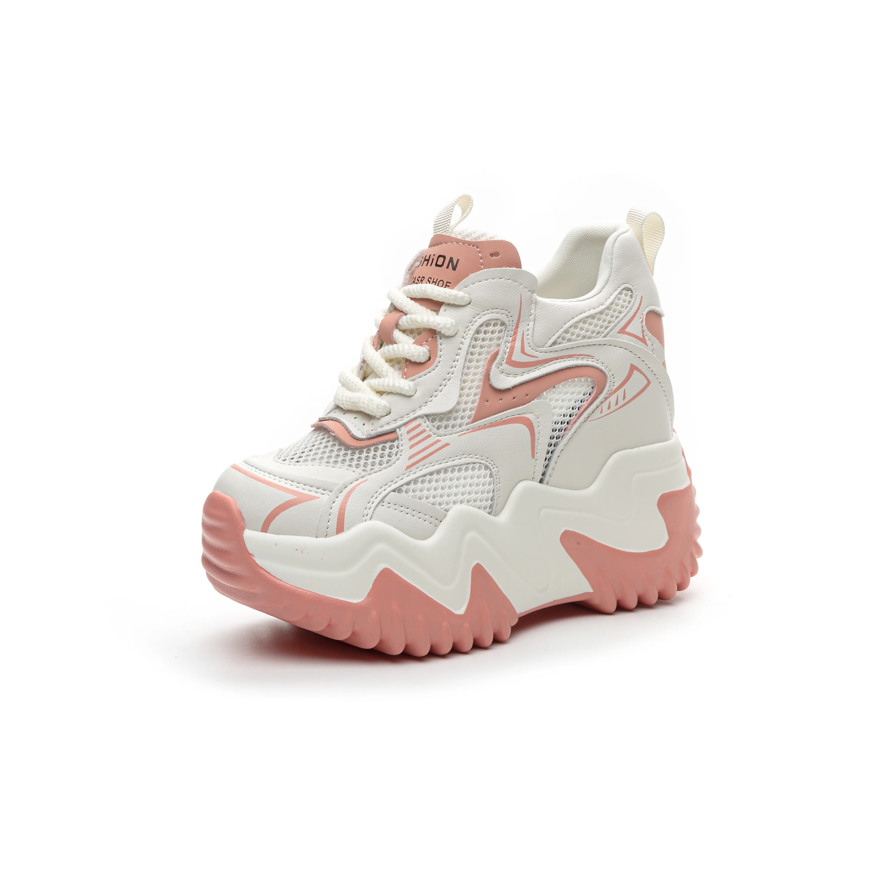 Laced up Mesh Fashion Designer Custom Wholesale Hidden Heel Wedges Platform Sneakers Women
