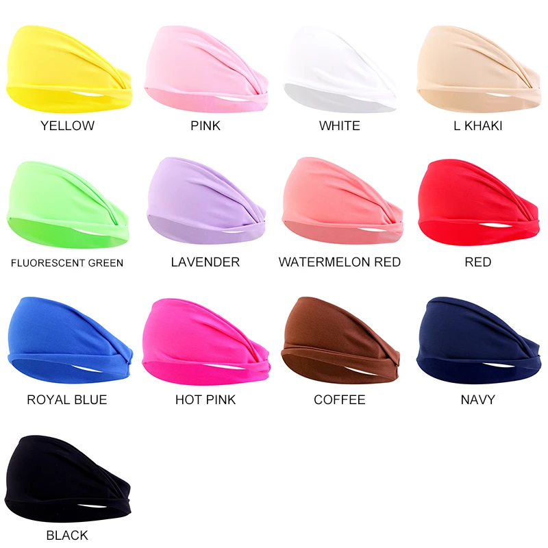 New Women Solid Pattern Sport Headband Salon Hair Accessories Twisted Yoga Hair Make Up Headbands for Ladies