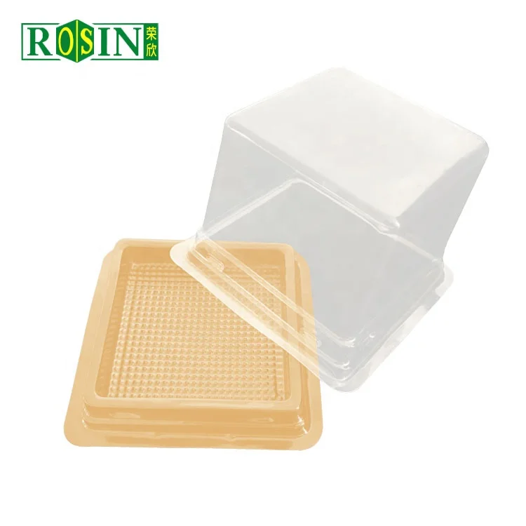 10 x 10 x 5 Cheap Plastic Round Golden Plastic Mini Food Cake Tray With Clear Lids