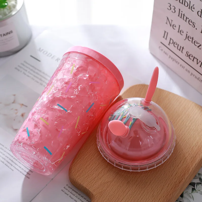 Seaygift 2019 Hot Selling New Fashion Luxury Double Wall Insulated Beach 16oz Plastic Cups with Lids and Straws Wholesale