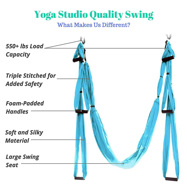 Yoga sling inversion tool hammock flying yoga, adjustable daisy straps hanging silk aerial yoga swing