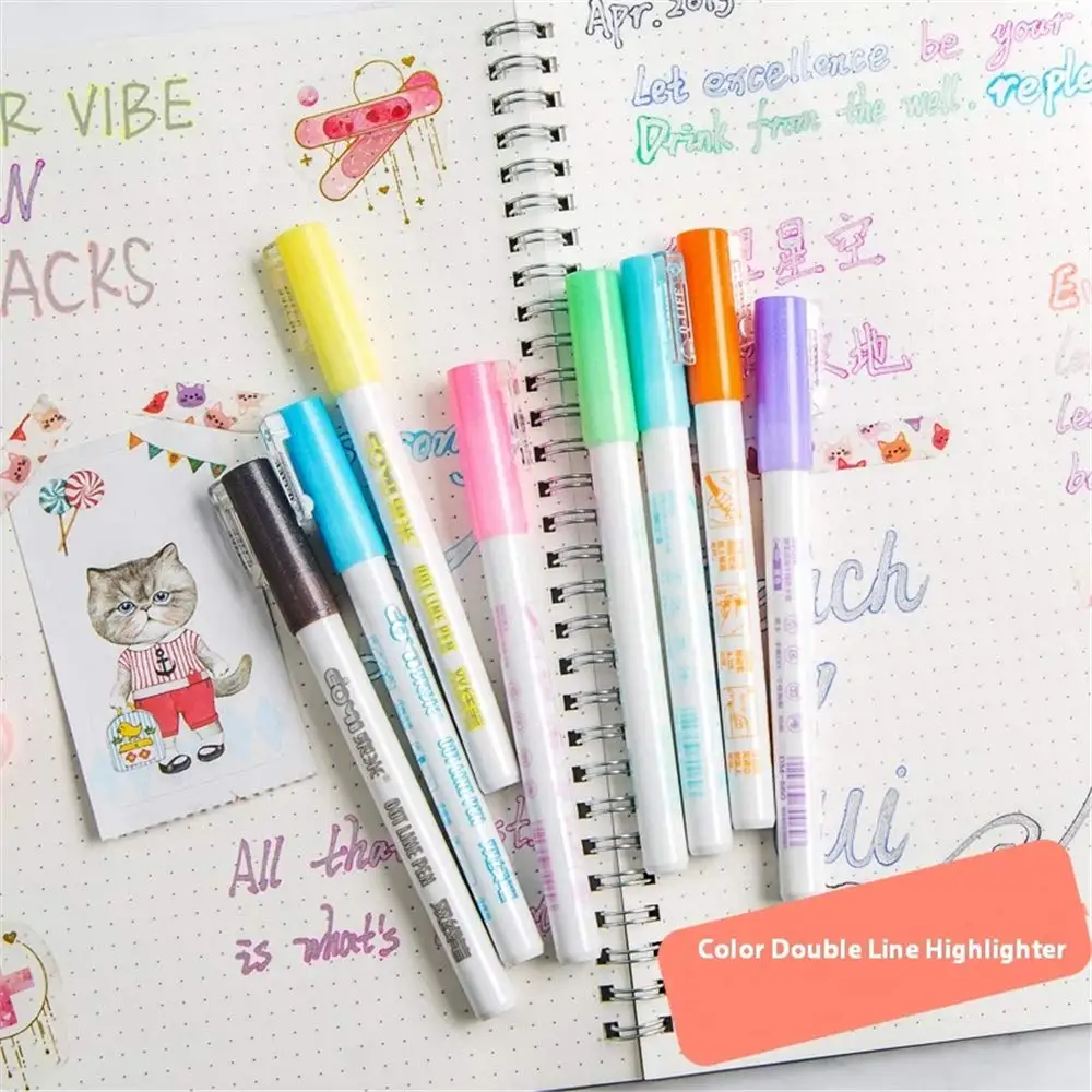 
Double Line Pen 8 Colors, Gift Card Writing Drawing Pen Double Line Contour Pen for Students Card Making,Colouring Books 