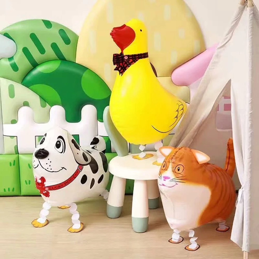 Mixed Walking Balloon Animals Birthday Party Decorations Cute Dogs Dinosaurs Tiger for Kids Walking Pet Foil Balloons