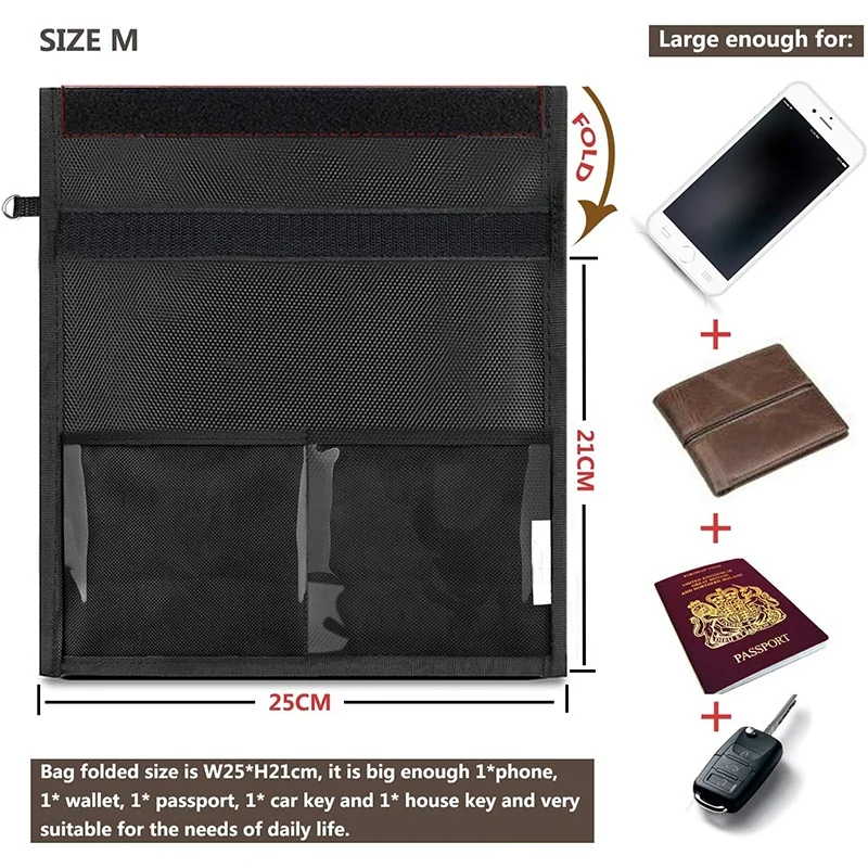 QQgift OEM Custom Faraday Bag for Phones 2 Packs Faraday Cages for Ipad Card Data Protection (M+L)