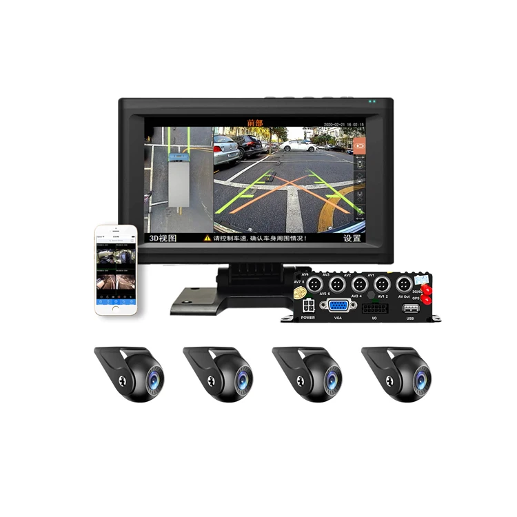 360 degrees 4 Cameras 4G Android 9.0 Car Dash Cam GPS Navigation HD Video Recorder Dashboard DVR WiFi App Remote Monitoring