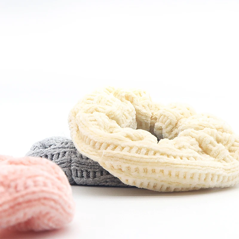 Corduroy Scrunchies Knitted Warm Solid Color Hair Band Knitting Elastic Hair Scrunchies For Girls