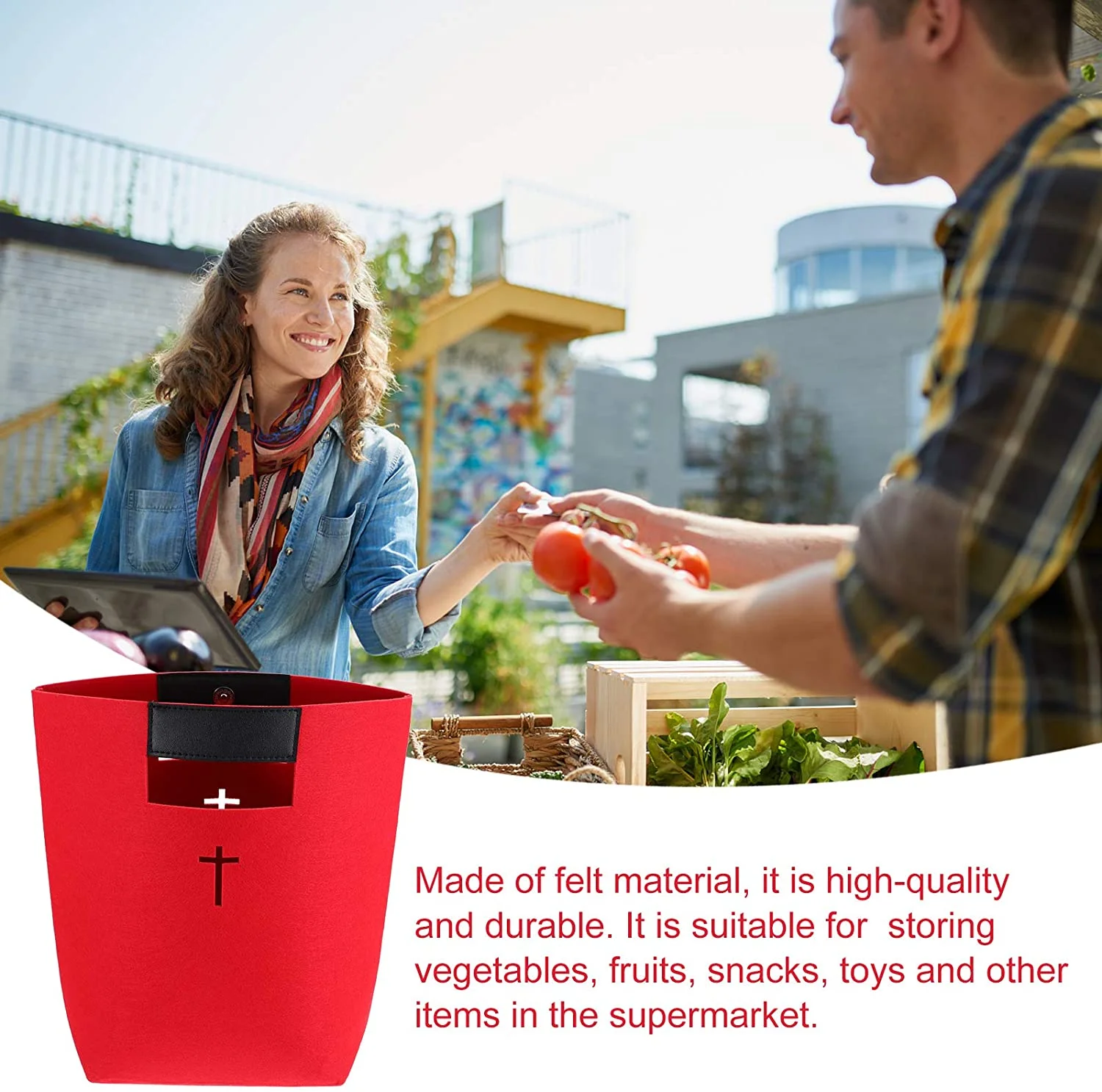 Amazon Products Eco-friendly felt handbag shopping bags carrying case with PU Leather