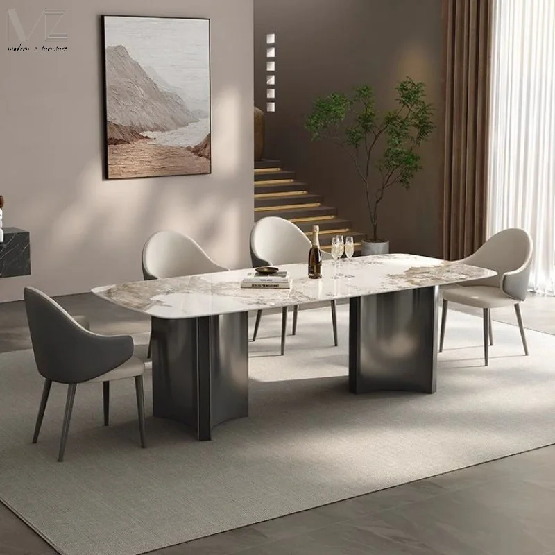 European Luxury Modern Dinning Room Furniture Mesa De Comedor Minimalist 4 Seater Marble Top Nordic Sintered Stone Dining Table