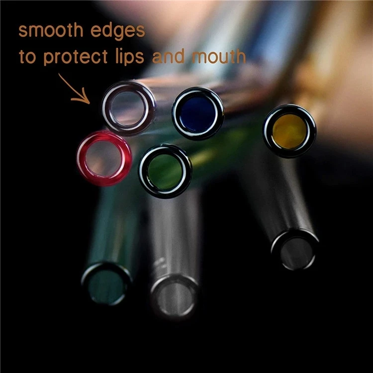Eco Friendly Pyrex Reusable High Borosilicate Glass Straws Glass Straws And Glass Drinking Straw Set With Custom Logo