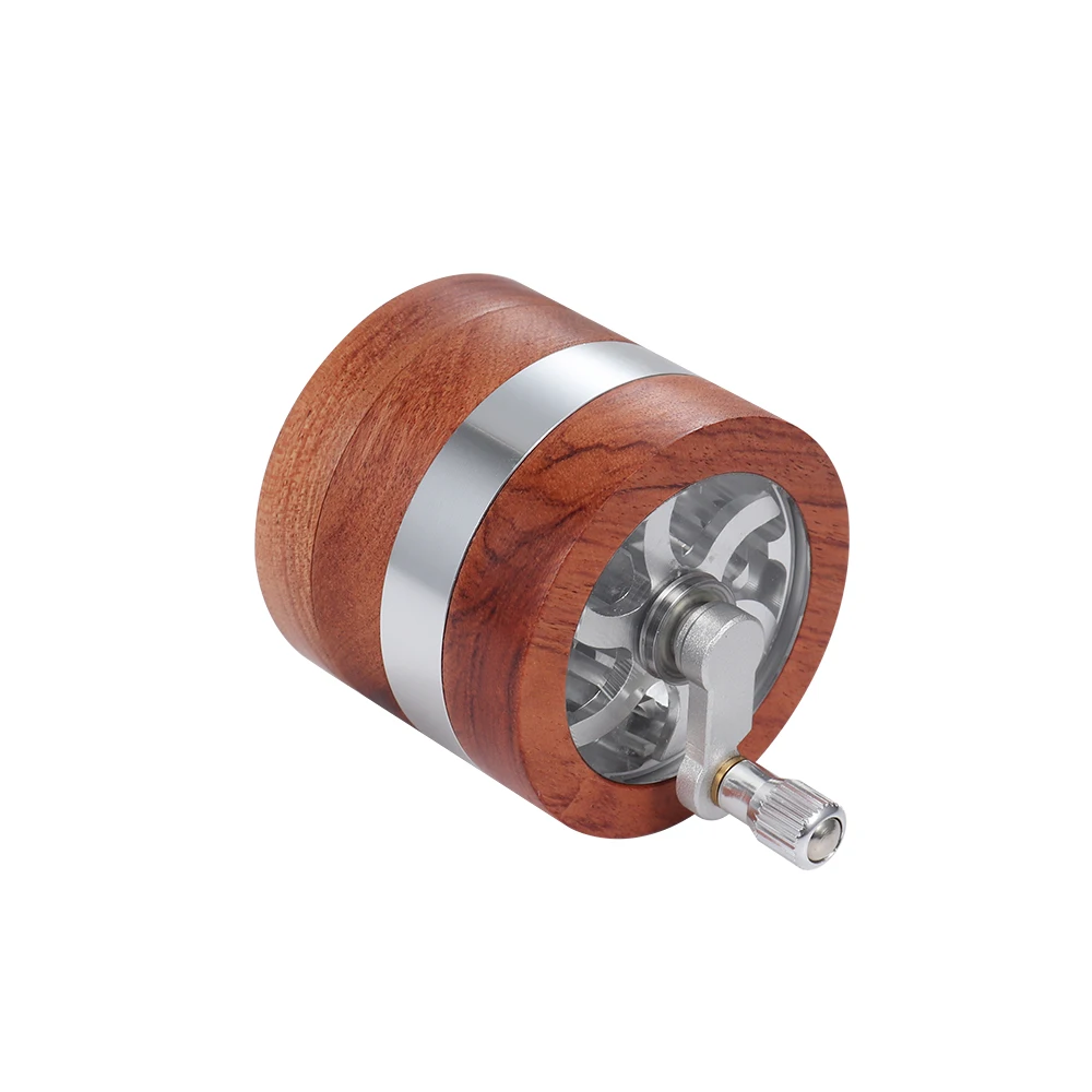 Rukioo 4 Layer Wood Tobacco Hand Herb Grinder Metal Aluminum Custom Logo Wholesale Spice Herb Grinder Smoking Accessories
