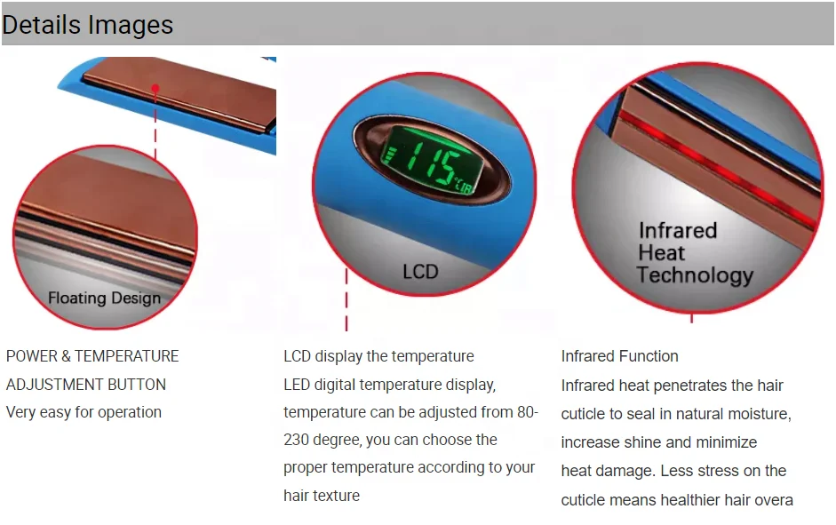 ISO Salon Beauty Ceramic Hair Straightener Ultrasonic Infrared Hair Care Cold Plate Thin Flat Iron