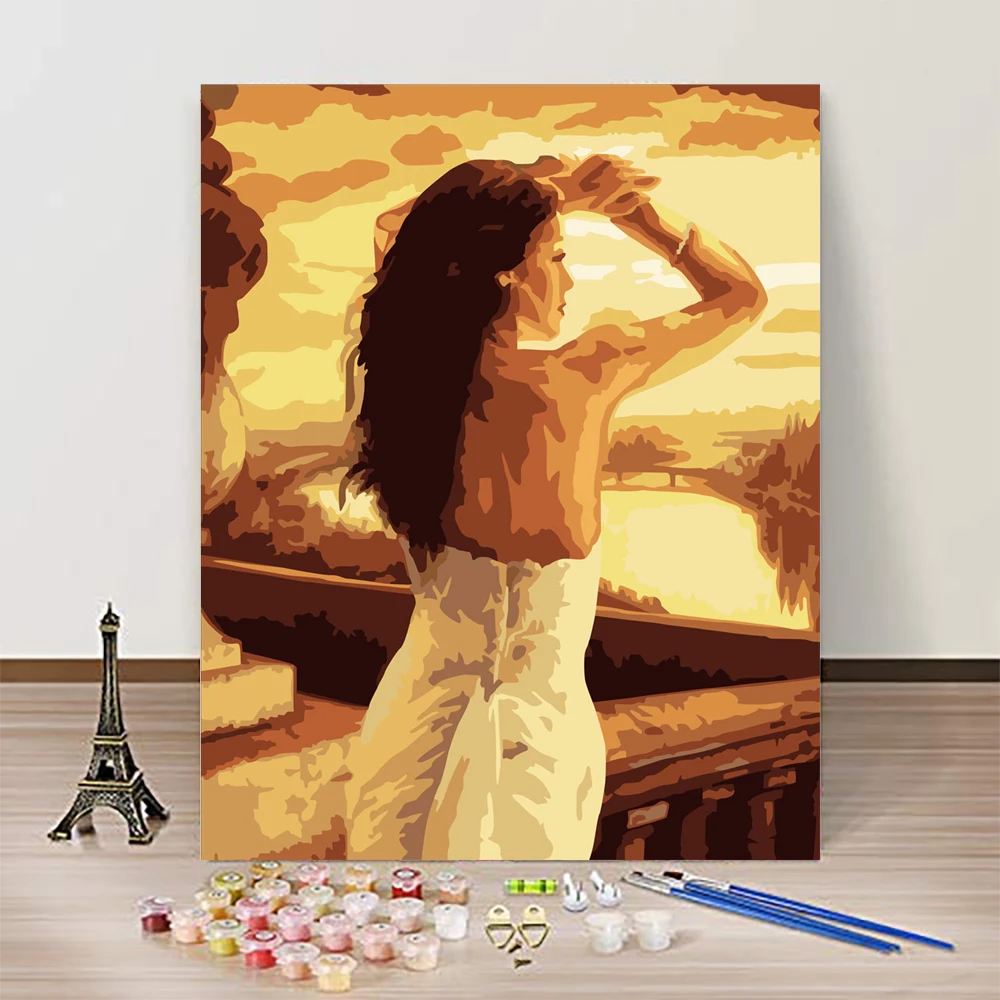 Abstract Oil Painting with Frame Bedroom Wall Art Decoration Diy Beautiful Sexy Girl Lady Background Painting by Numbers