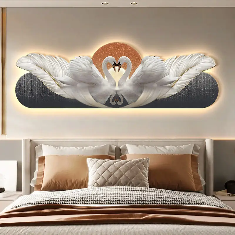 Factory wholesale feather planet engraving decoration Led lights Home decoration hanging picture wall painting laser engraving