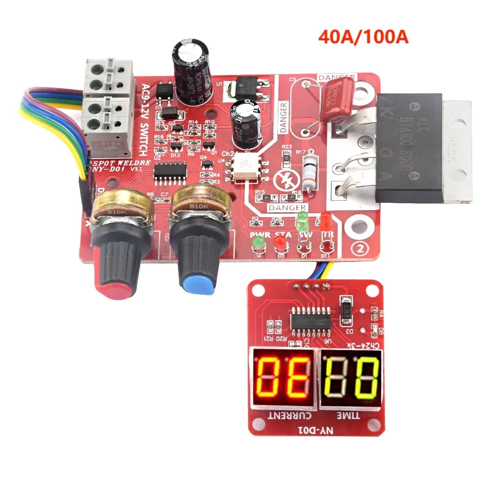 NY-D01 Control Board 40A/100A Spot Welding Machine Control Board Welder Panel Adjust Time Current Digital Display