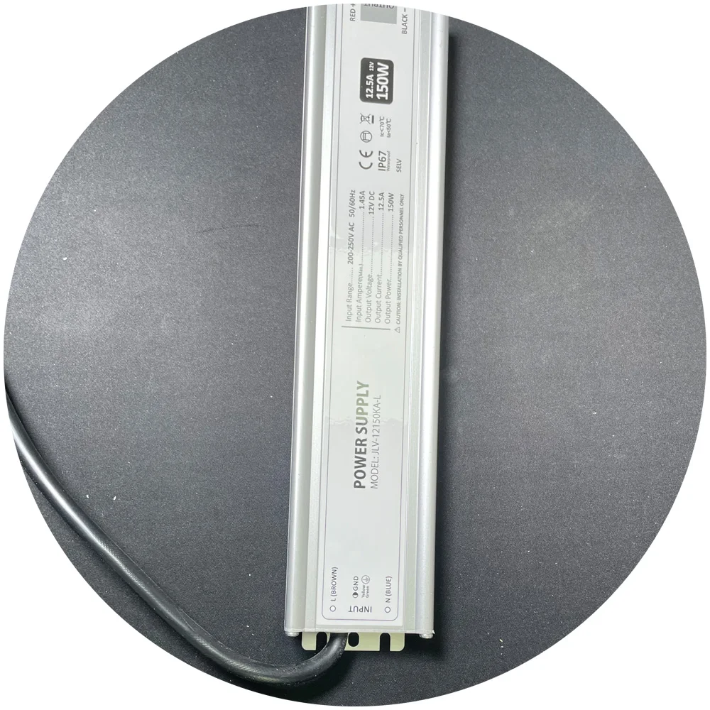 JLV outdoor waterprproof IP67 dc12v 150w dc24v constant voltage led power supply