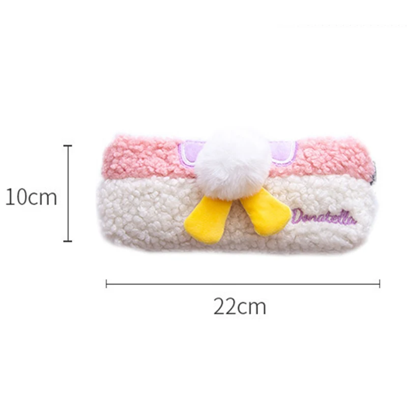 Wholesale Girls Colorful Cute Fur Pencil Bag School Stuffed Soft Pencil Case Creative Plush Pen Bag