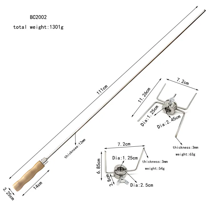 Stainless Steel Grill Rotisserie Kit BBQ Roaster Grill Skewers with Rotisserie Meat Forks