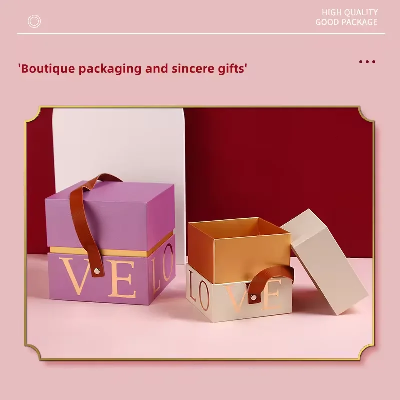 Wedding Romantic chocolate box packaging Hand-held candy box cosmetics jewelry high-grade packaging box customization