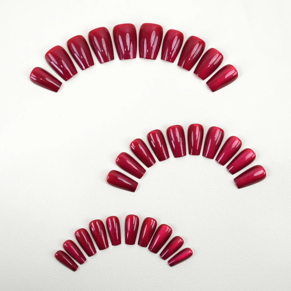 Top Trending Nail Supplier Wholesale Price INS Designed Cat eye  Full Cover Oval Fingernails Faux Ongles Press on Nails