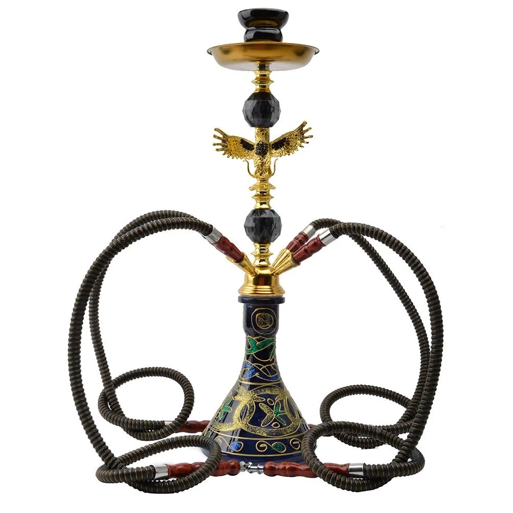 New design hot sale smoking luxury glass hookah shisha stainless steel chicha set in stock