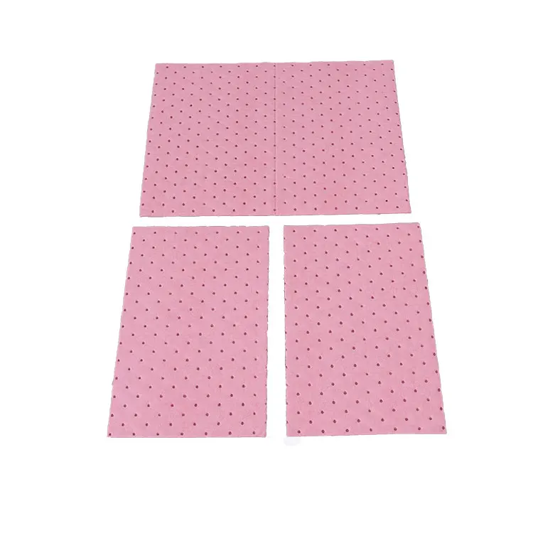 Pink Color Perforated Chemical Spill Absorbent Sheet Pads For Laboratory